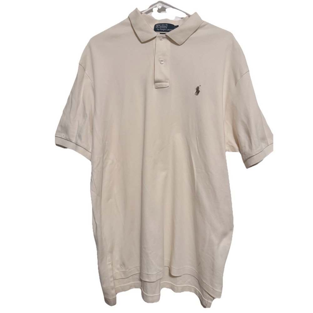 Polo by Ralph Lauren Ivory/Cream Polo Shirt Short Sleeve Pony Logo Cotton‎ Sz L